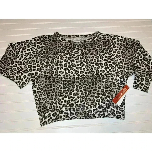 Good American Cheetah Print Dolman Pullover Sweatshirt 2 Medium NEW 214 - Picture 2 of 5